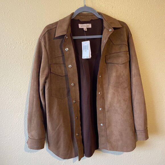 Philosophy Jackets & Blazers - Philosophy Women's XS Vegan Suede Faux Caramel Brown Snap Shacket Western Jacket